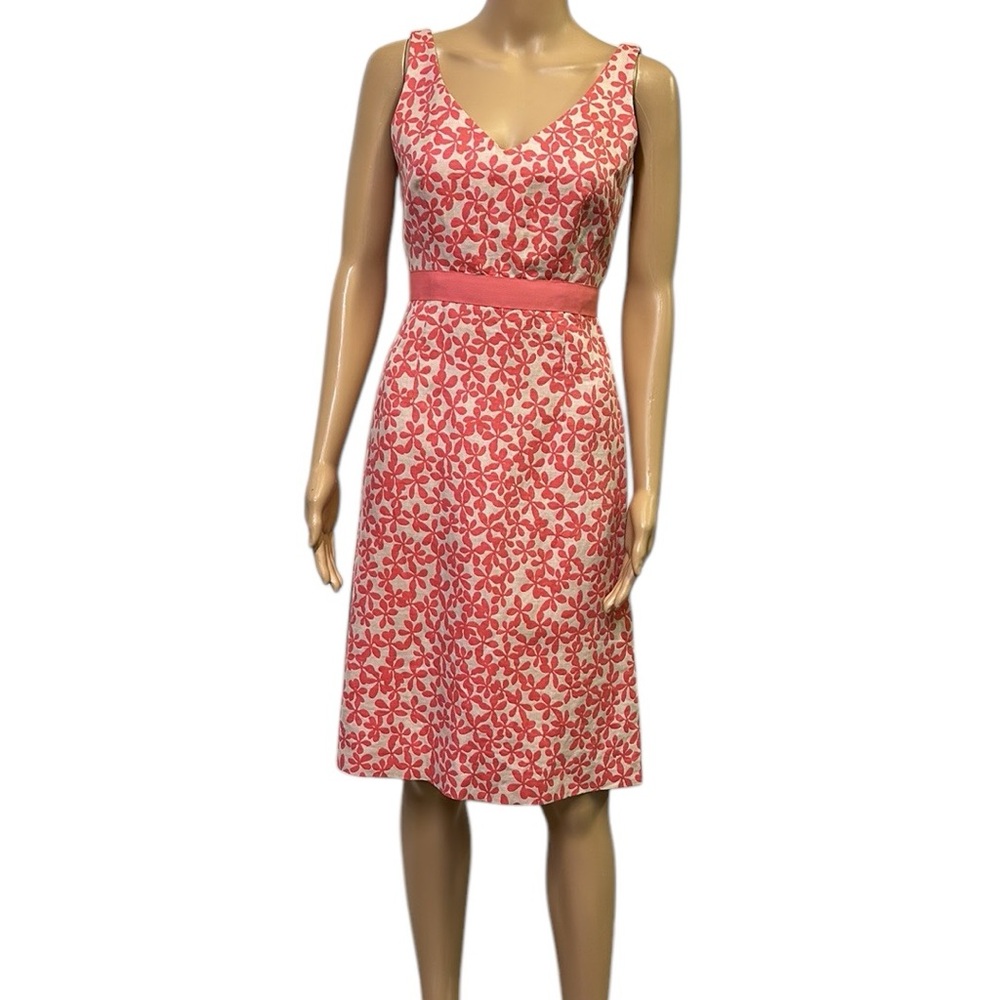J Crew Linen Blend Sleeveless Zip Back with Snap Bow Classic Midi Dress Womens 0